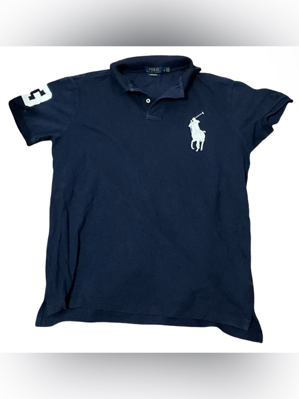 Polo Ralph Lauren Big Pony Navy Custom Fit Polo Shirt Mens Large